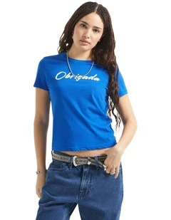 Thank You Slim Crew Tee in Sunrise Blue