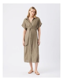Amy Linen Nursing Shirt Dress