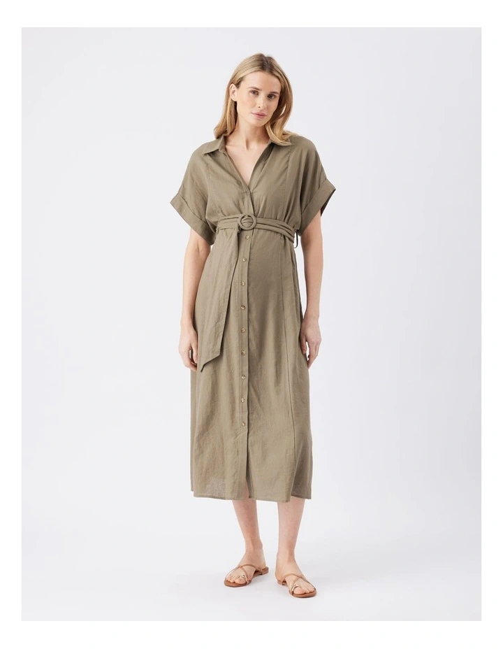 Amy Linen Nursing Shirt Dress image 1