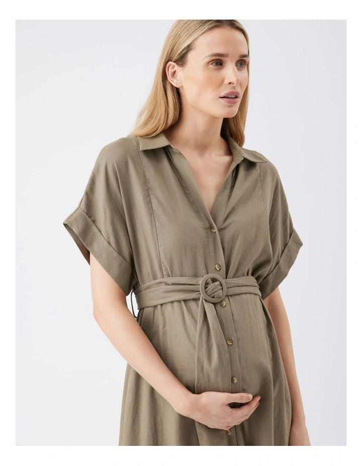 Amy Linen Nursing Shirt Dress image 4