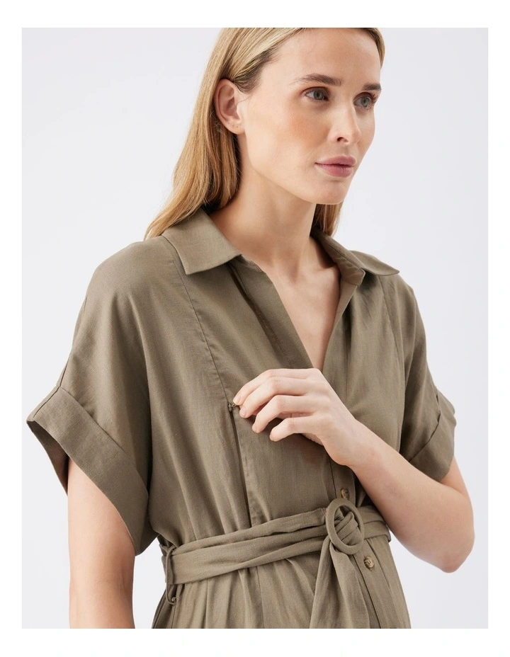 Amy Linen Nursing Shirt Dress image 5