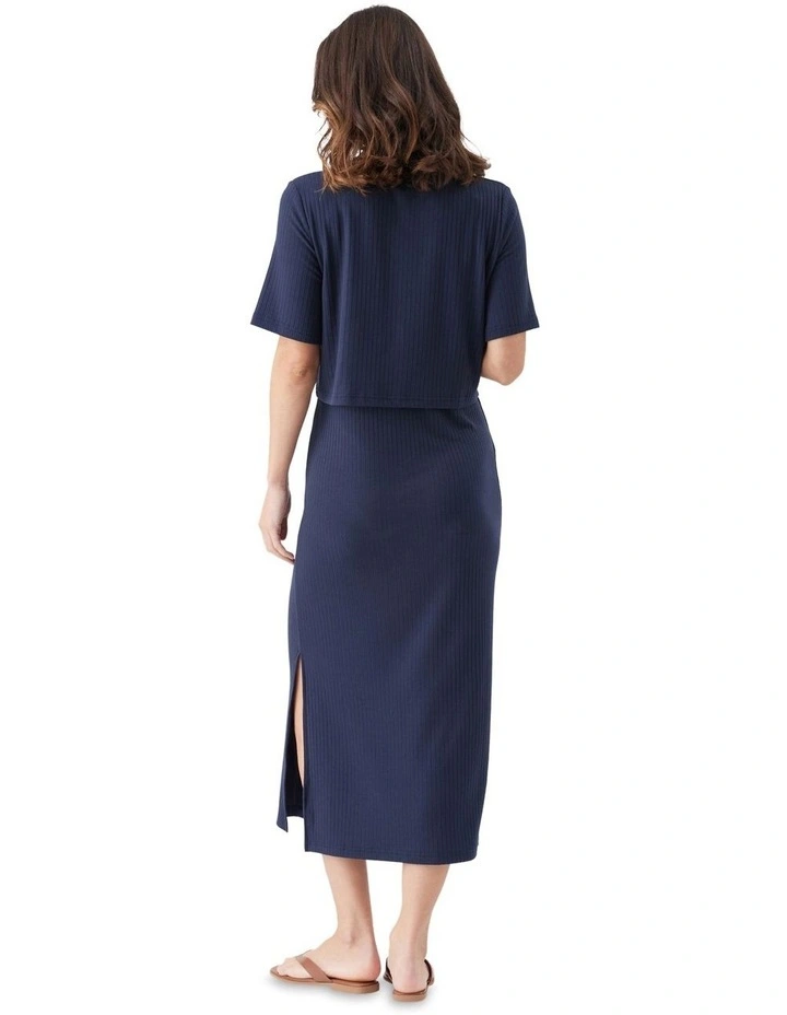 Ivy Rib Nursing Dress in Blue image 2