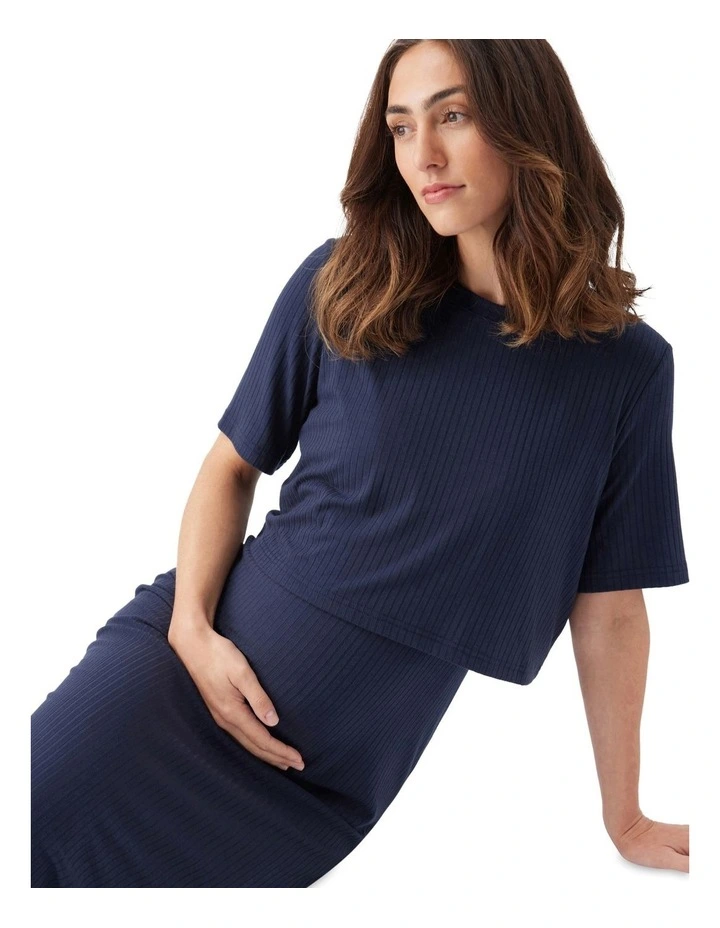 Ivy Rib Nursing Dress in Blue image 4