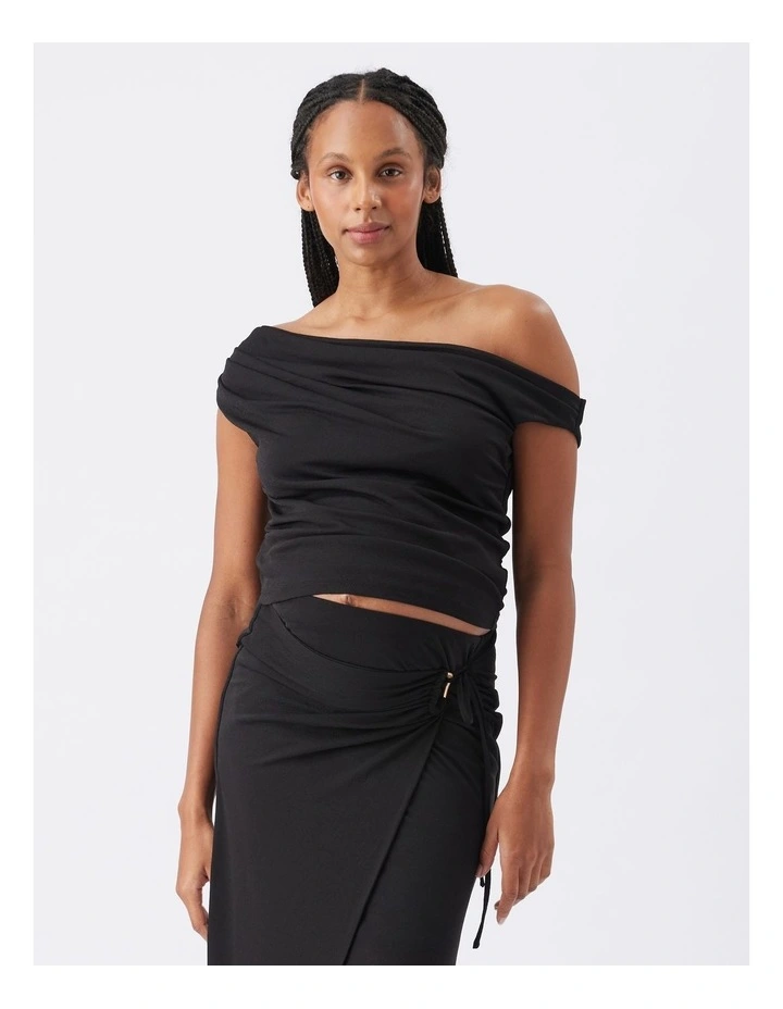 Rhi Off Shoulder Top in Black image 4