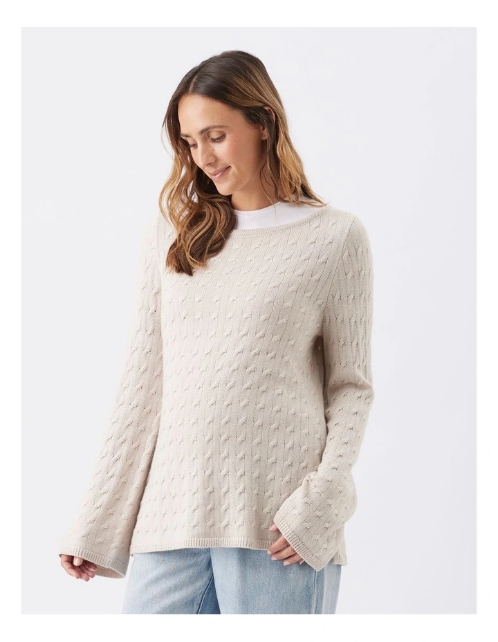 Carla Cable Nursing Knit in Cream image 2