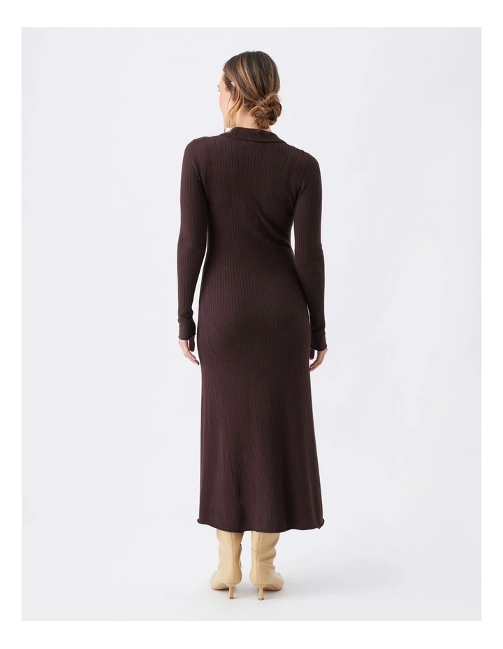 Hollie Polo Knit Dress in Brown image 2