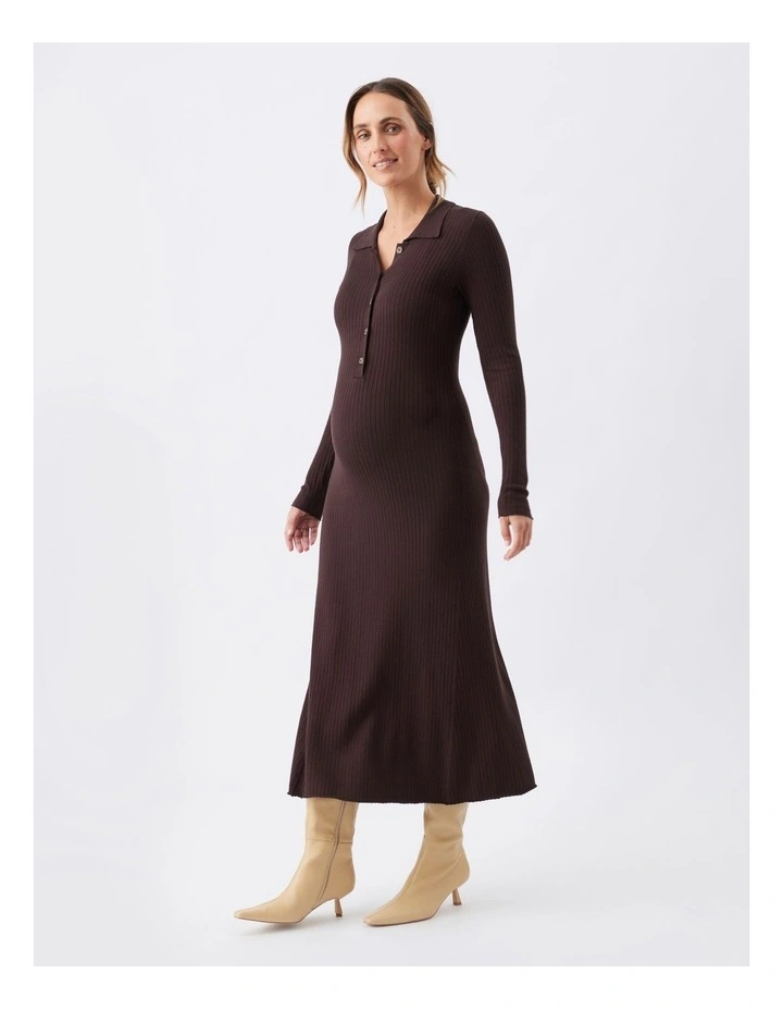 Hollie Polo Knit Dress in Brown image 3