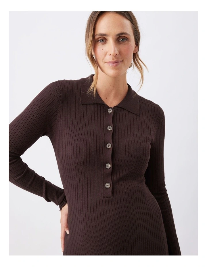 Hollie Polo Knit Dress in Brown image 4