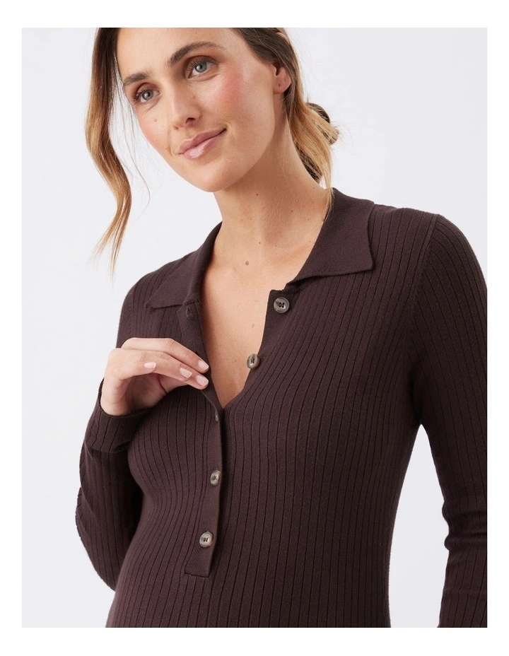 Hollie Polo Knit Dress in Brown image 5