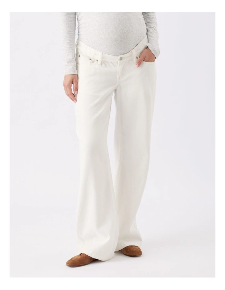 Billie Elastic Waist Jeans in Cream image 1
