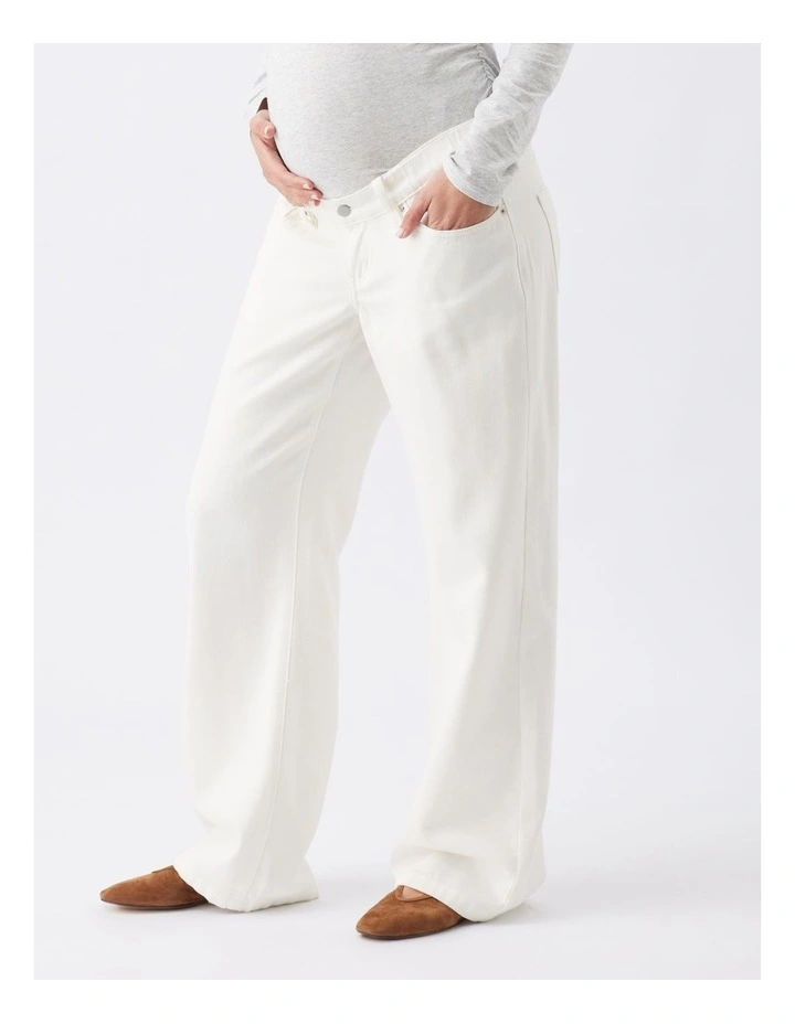 Billie Elastic Waist Jeans in Cream image 3