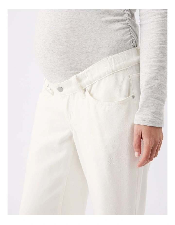 Billie Elastic Waist Jeans in Cream image 4