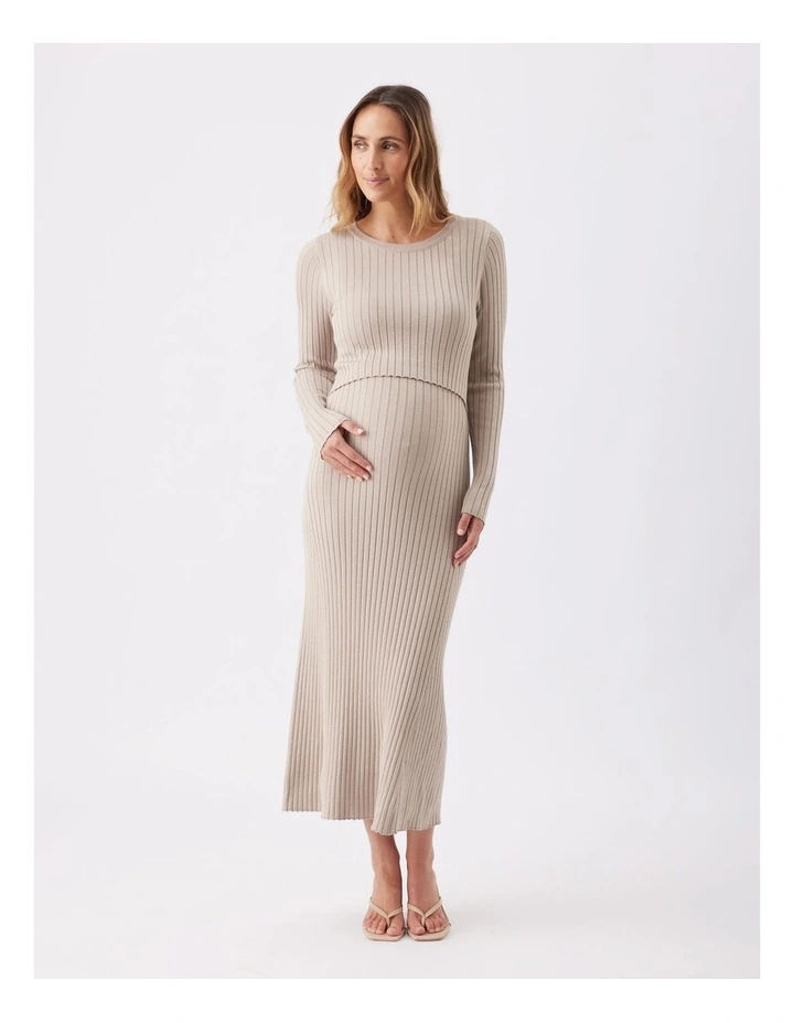 Eden Knit Nursing Dress in Grey image 1