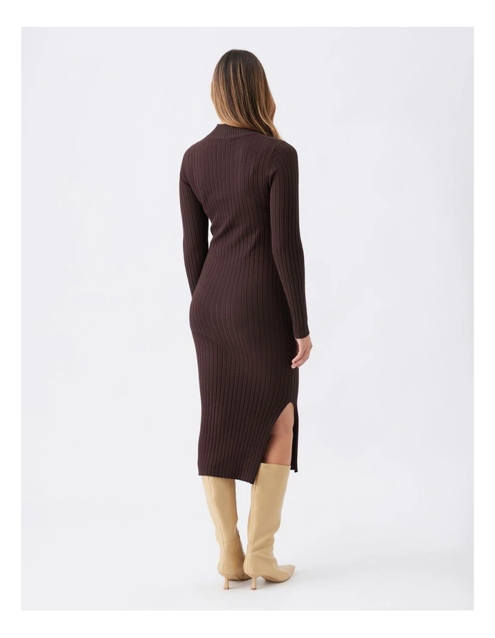 Nella Rib Nursing Knit Dress in Brown image 2