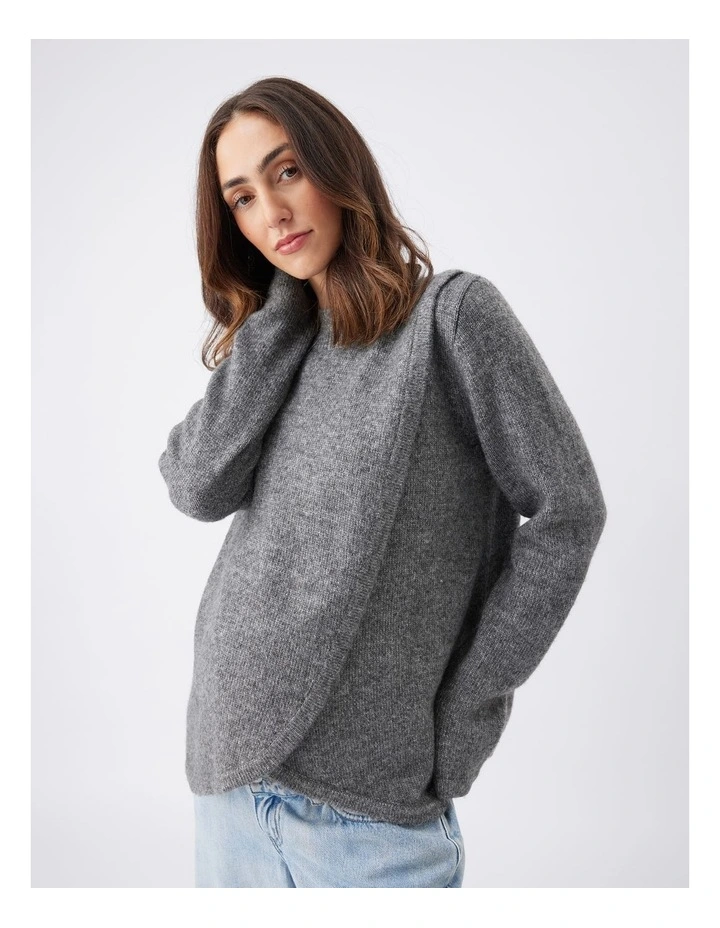 Addison Nursing Knit Top in Grey image 3