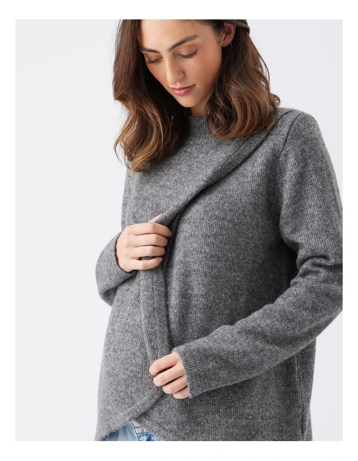 Addison Nursing Knit Top in Grey image 5