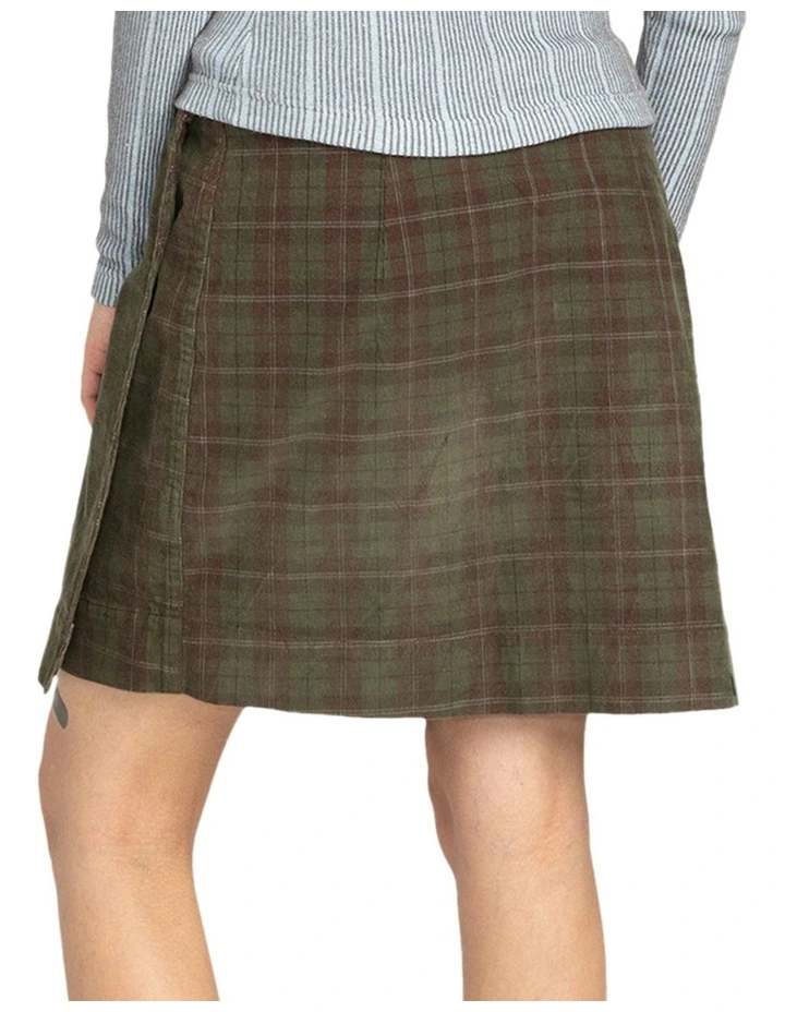 Westward Cord Mini Skirt in Green image 2