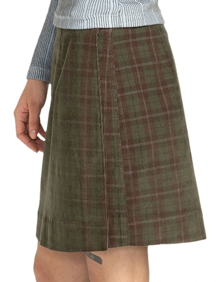 Westward Cord Mini Skirt in Green image 3
