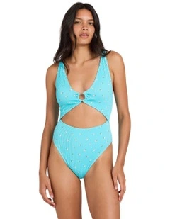 Rose Bud One Piece Swimsuit in Blue
