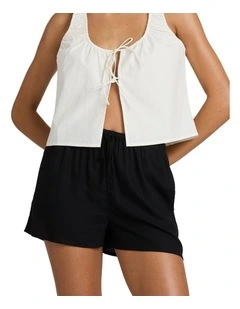 Raya Elastic Waist Shorts in Black