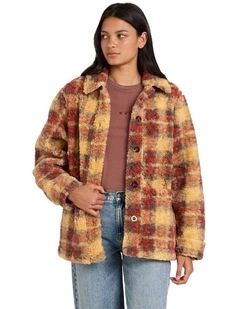 Nell Sherpa Fleece Jacket in Curry