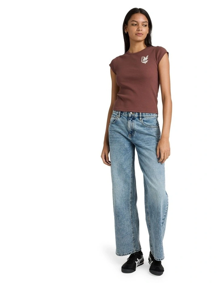Ribbed Slim T-shirt in Terra Brown image 5