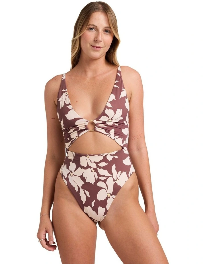 Something Else One Piece Swimsuit in Terra Brown image 1
