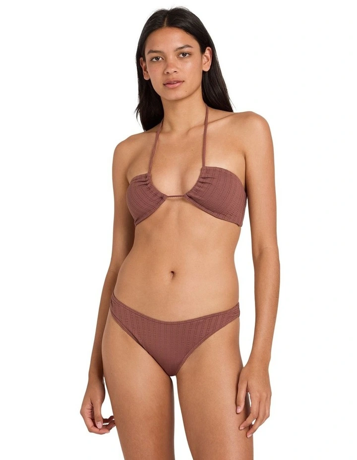 Pucker Bandeau Bikini Top in Terra Brown image 1