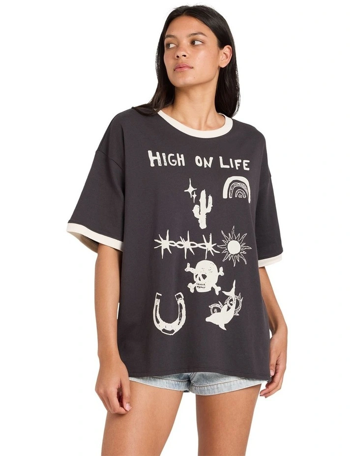 Dani Miller Ringer Oversized T-Shirt in Washed Black image 1