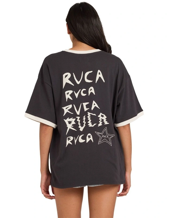 Dani Miller Ringer Oversized T-Shirt in Washed Black image 2