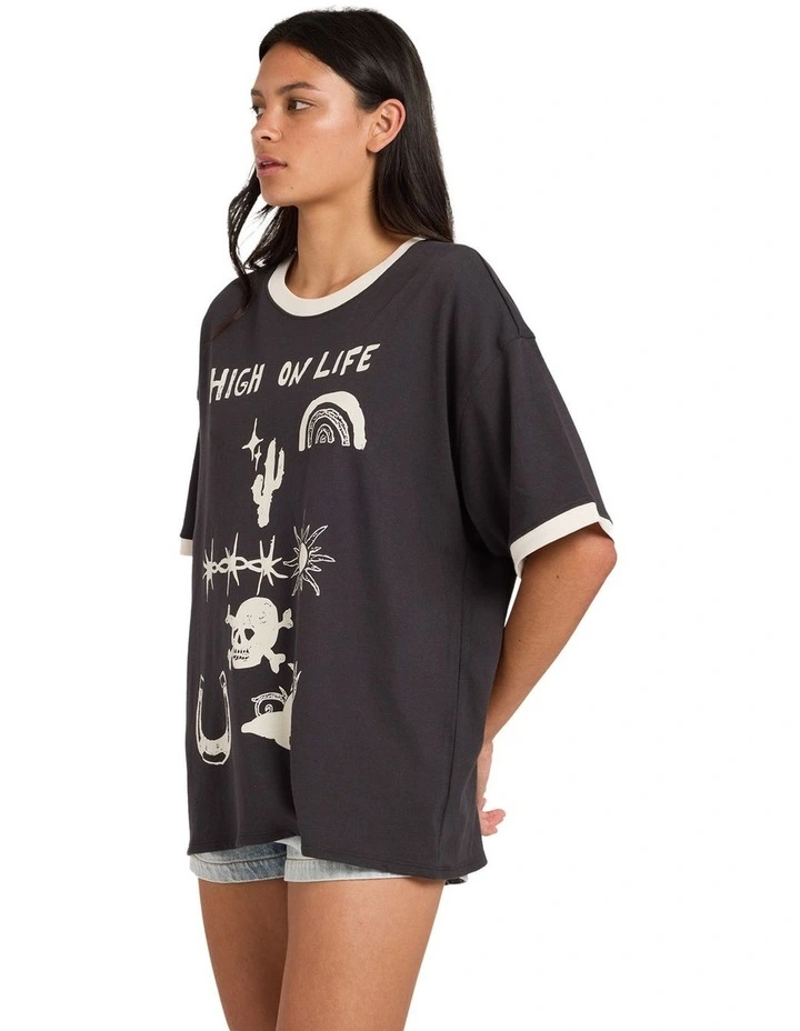 Dani Miller Ringer Oversized T-Shirt in Washed Black image 3