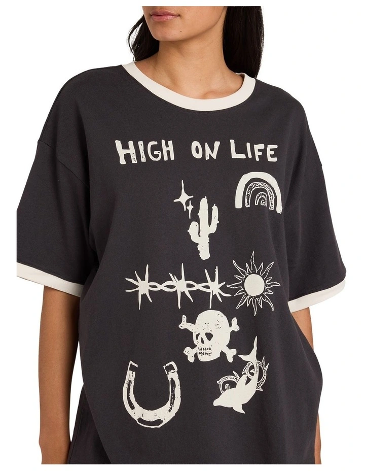 Dani Miller Ringer Oversized T-Shirt in Washed Black image 4