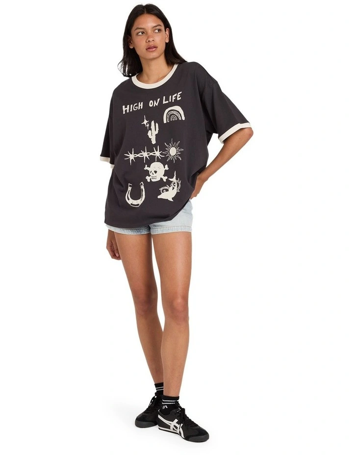 Dani Miller Ringer Oversized T-Shirt in Washed Black image 5