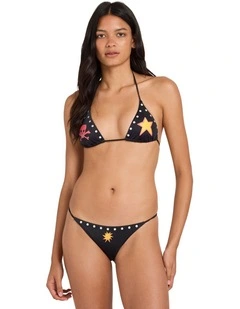 Dani Miller Halter Tri Bikini Top in Black