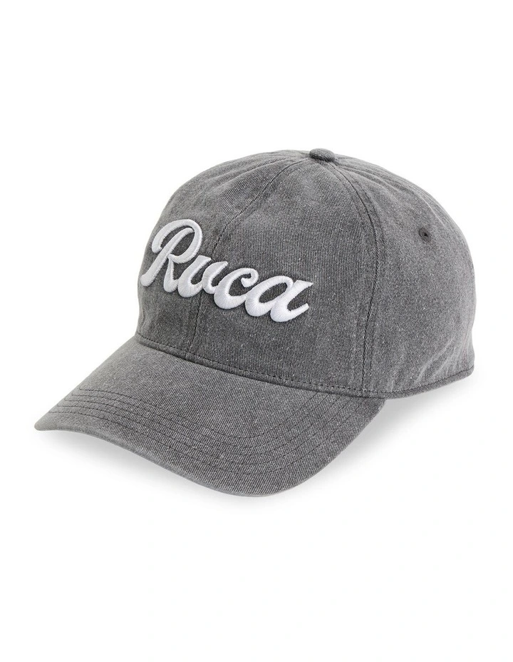 Acid Wash Embroidery Cap in Washed Black image 1