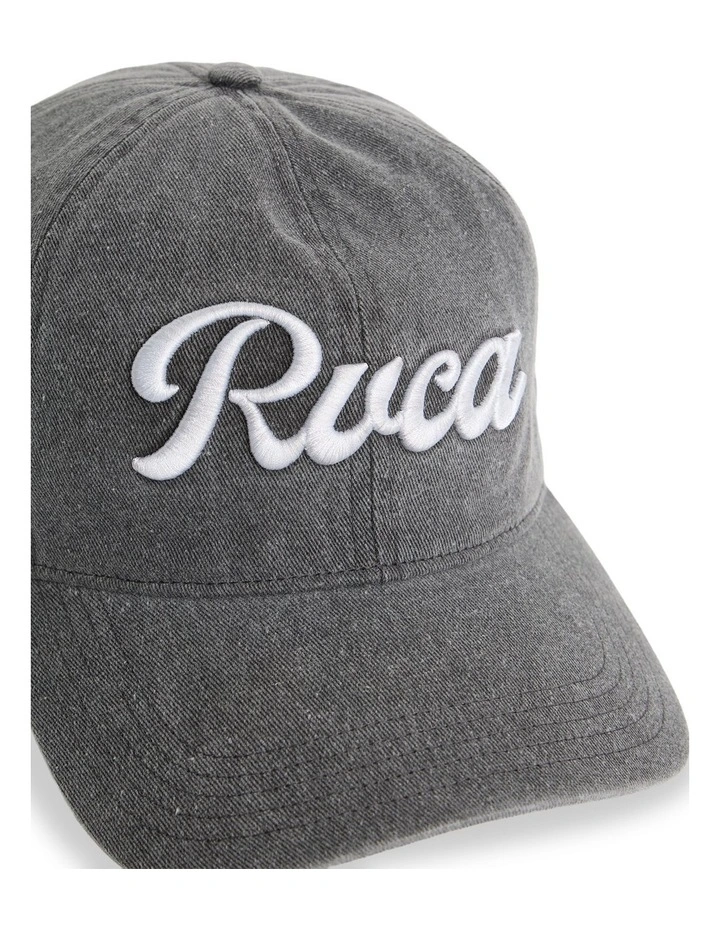 Acid Wash Embroidery Cap in Washed Black image 3