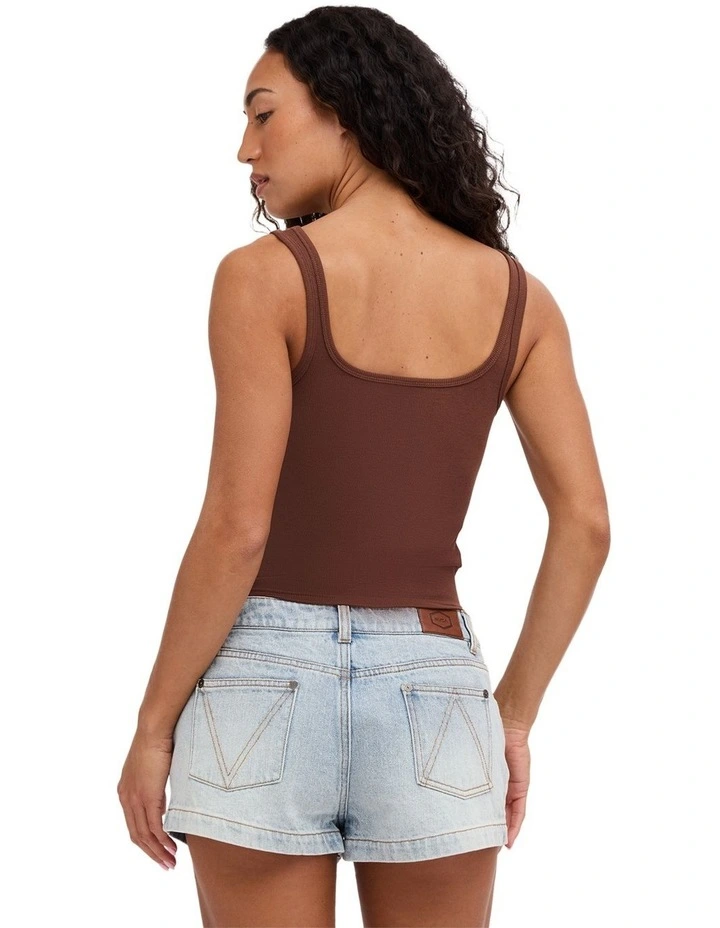 Sun Valley Knit Tank Top in Chocolate image 2