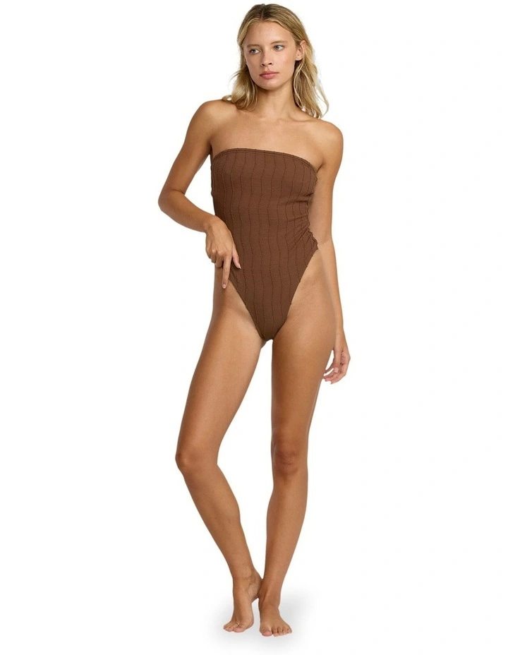 Chevy Grooves Bandeau One Piece Swimsuit in Chocolate image 5