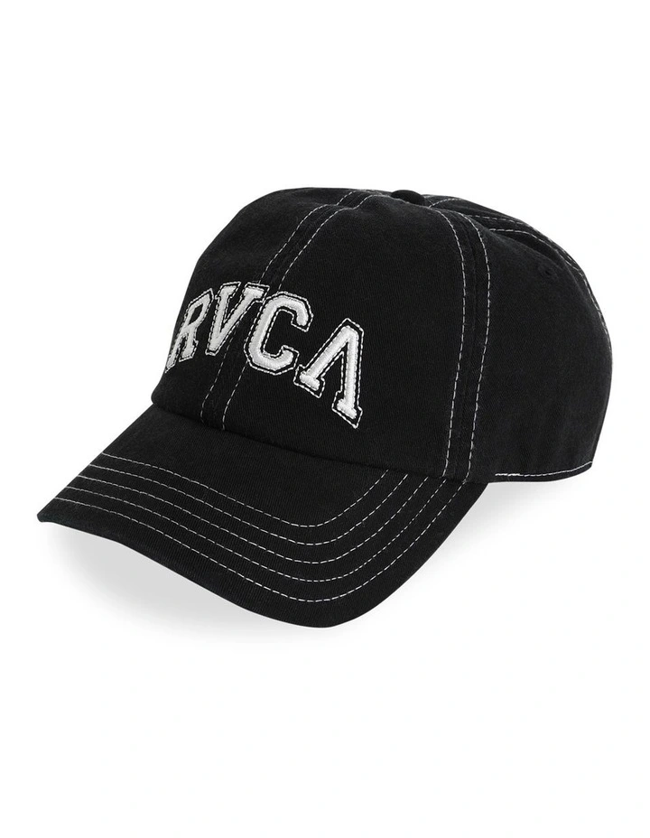 Contrast Stitch Dad Cap in Black image 1