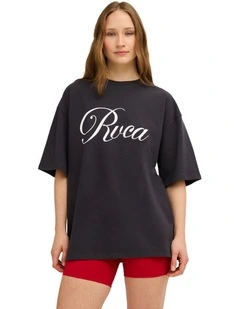 RVCA Oversized T-Shirt In Washed Black
