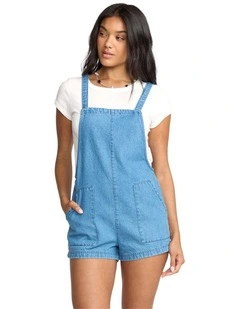 Beach Crush Denim Overalls Blue