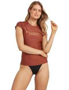 Society Foil Short Sleeve Rash Vest in Brown