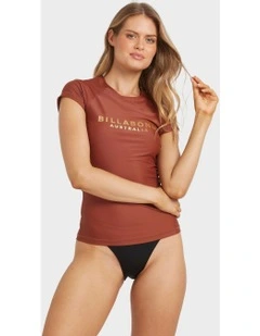 Society Foil Short Sleeve Rash Vest in Brown