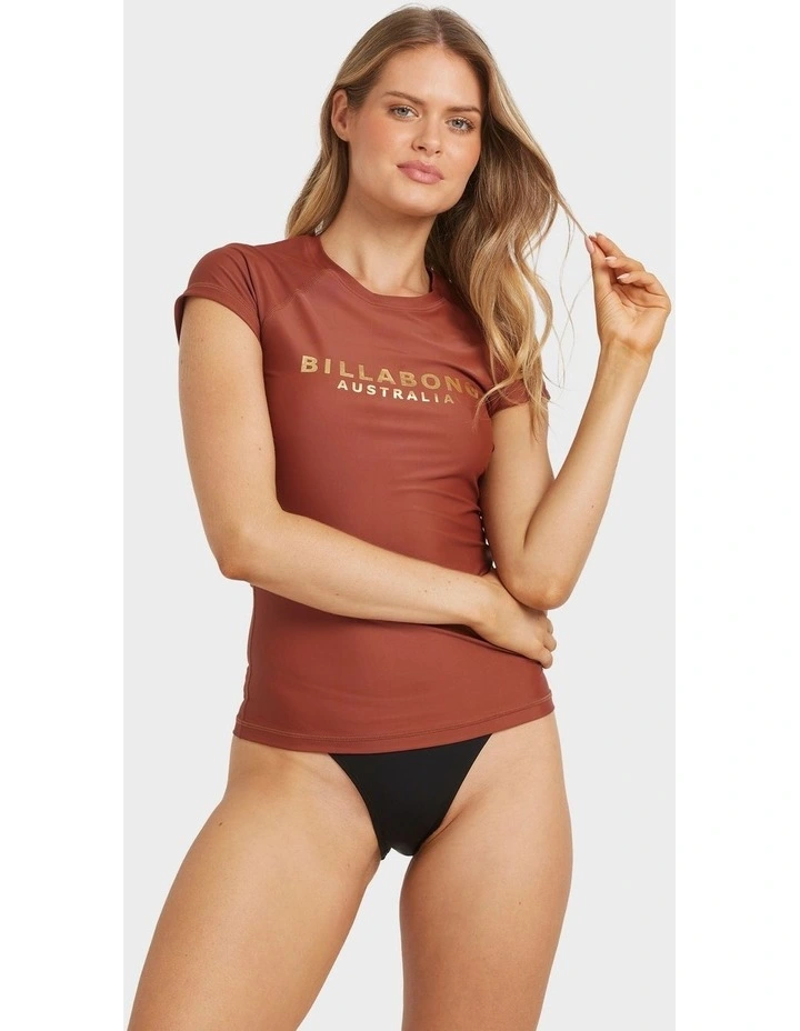 Society Foil Short Sleeve Rash Vest in Brown image 1
