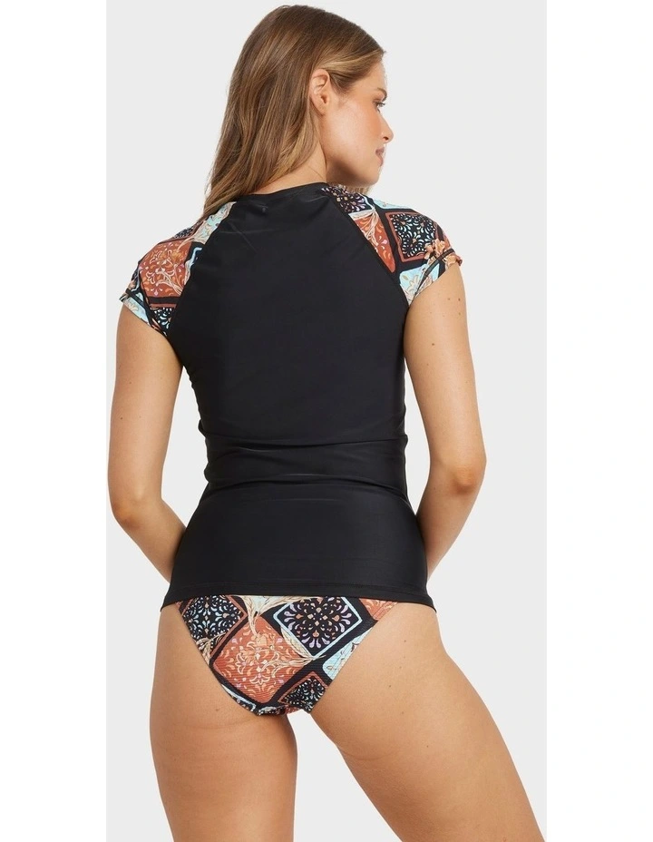 Forever Folk Short Sleeve Rash Vest in Black image 2