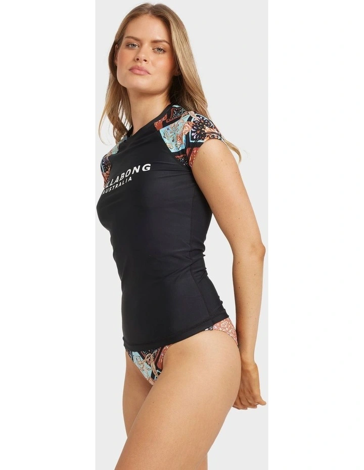 Forever Folk Short Sleeve Rash Vest in Black image 3