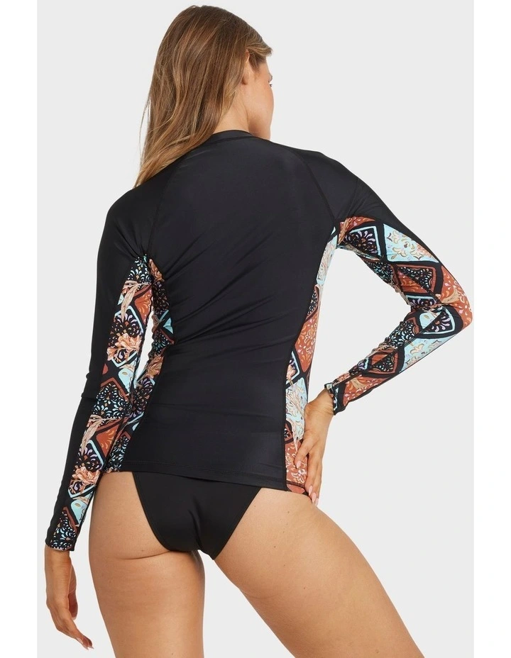 Forever Folk Half Zip Rash Vest in Black image 2