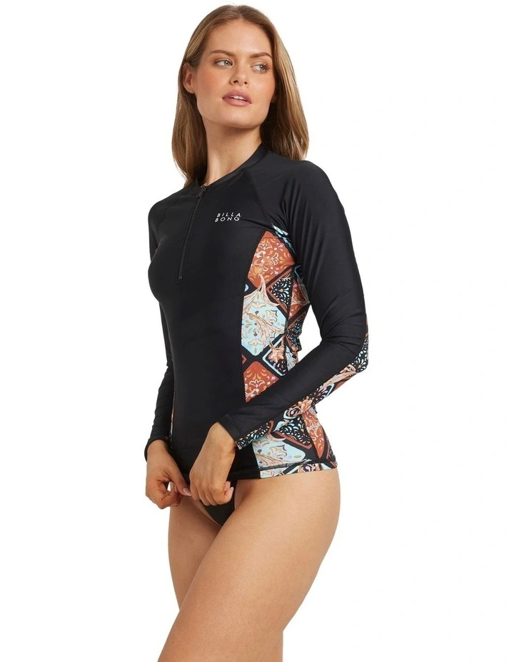 Forever Folk Half Zip Rash Vest in Black image 3