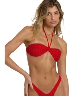 Twisted Tides Halter Bandeau Bikini Top in Red