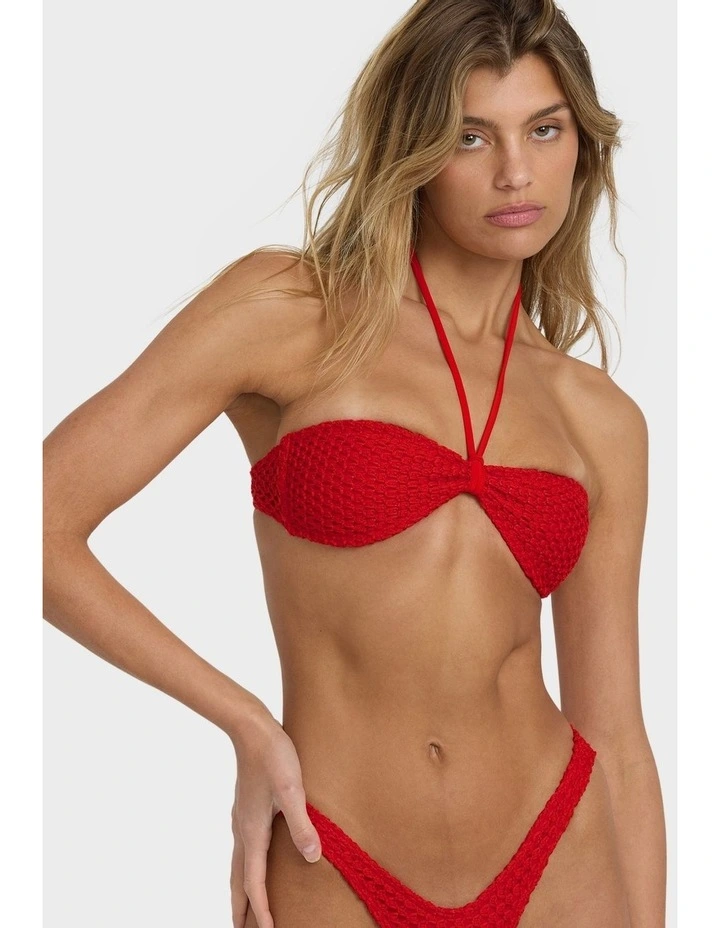 Twisted Tides Halter Bandeau Bikini Top in Red image 1